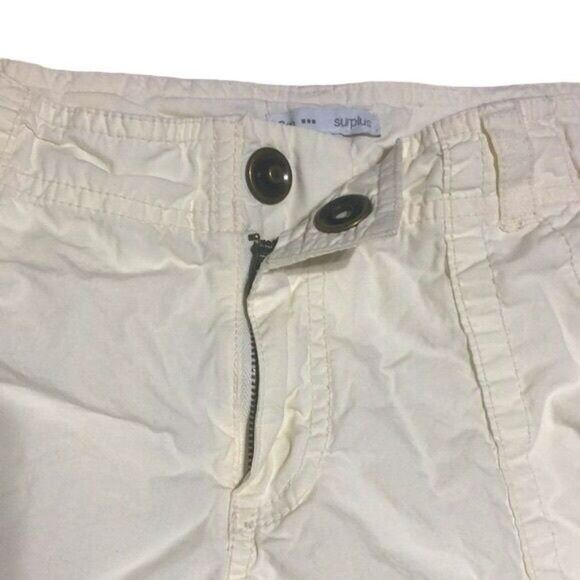 GAP Surplus Size 8 Cream Women's Roll Up Shorty Shorts Zip Fly Pockets Cotton - Picture 4 of 9